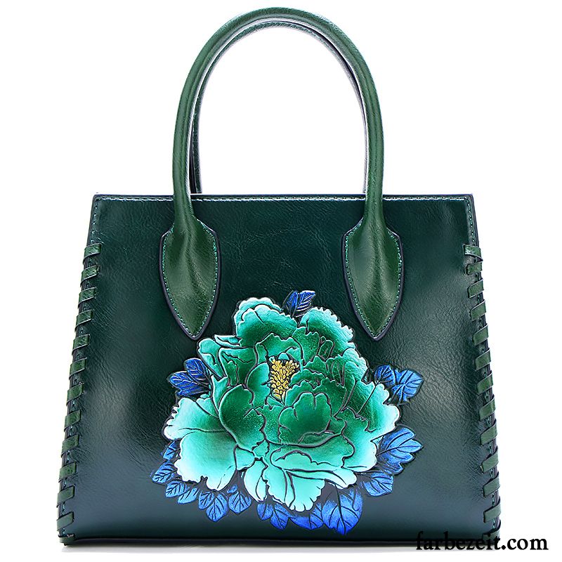 Handtaschen Damen Umhängetasche Blumen Persönlichkeit Neu Retro All Match Schwarz