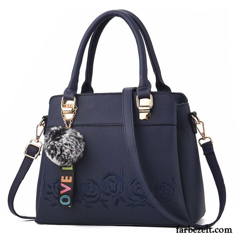 Handtaschen Damen Wellen Mittel All Match Mama Einfach Alter Polarblau