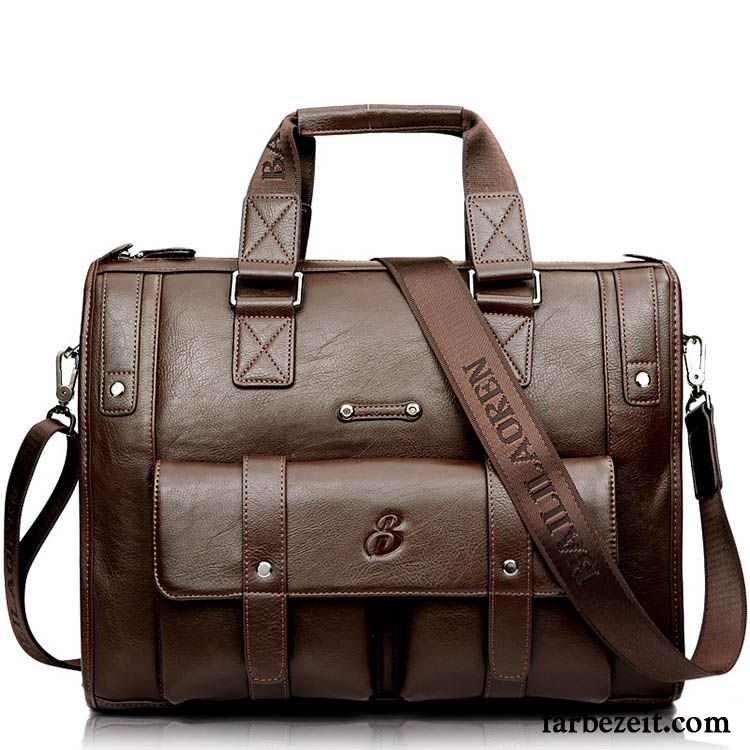 Handtaschen Herren Leder Computer Tasche Umhängetasche Freizeit Business Aktentasche Braun