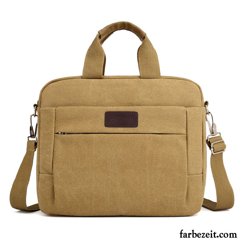 Handtaschen Herren Leinwand Reisen Umhängetasche Freizeit Computer Tasche Khaki