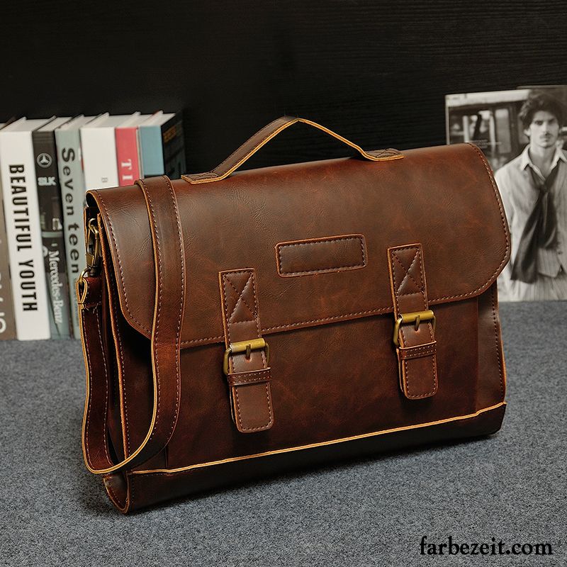 Handtaschen Herren Neu Retro Umhängetasche Aktentasche Business Braun