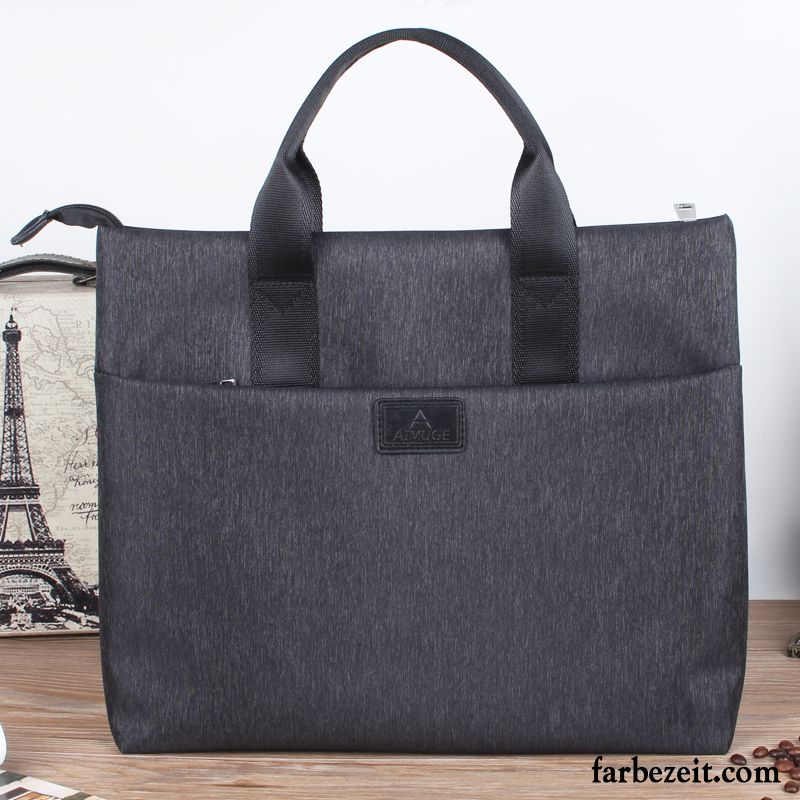 Handtaschen Herren Reißverschluss Stoff Damen Business Oxford Tuch Aktentasche Schwarz