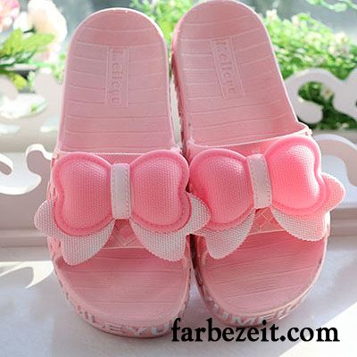 Hausschuhe Feste Sohle Prinzessin Sommer Süß Sandalen Hausschuhe Strand Neue Damen Bogen Pantolette Keilschuhe Günstig