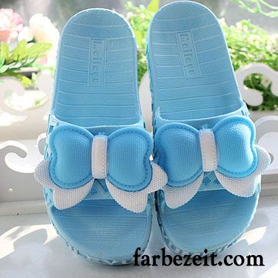 Hausschuhe Feste Sohle Prinzessin Sommer Süß Sandalen Hausschuhe Strand Neue Damen Bogen Pantolette Keilschuhe Günstig