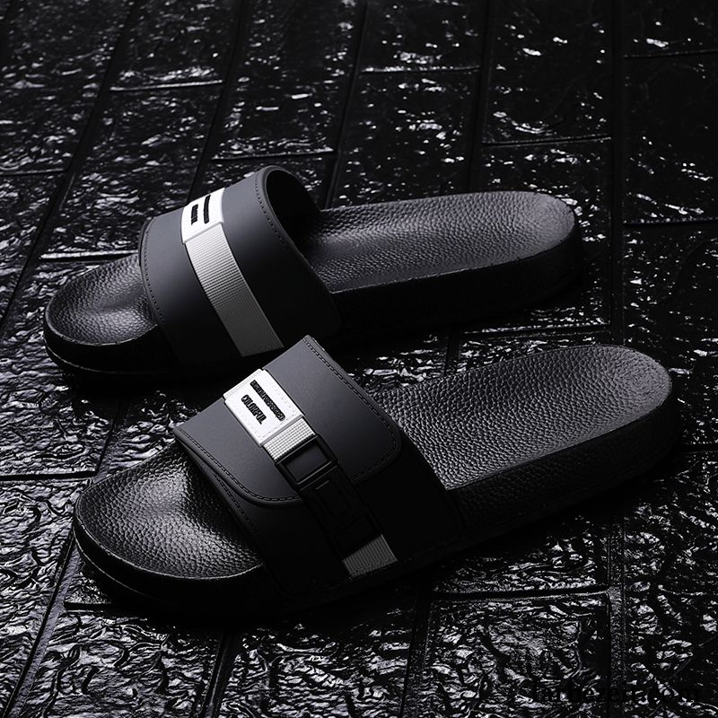 Hausschuhe Herren Allgleiches Sommer Neue Pantolette Trend Rutschsicher Sandfarben Schwarz