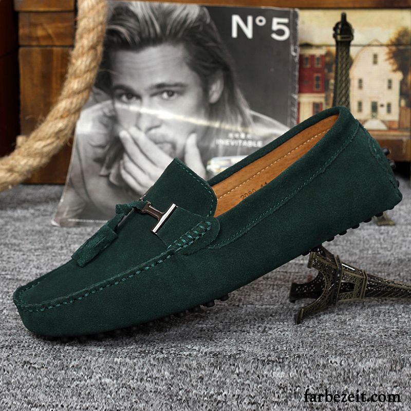 Hausschuhe Herren Modern Gefrostet Allgleiches Runde Zehe Trend Feder Faul Echtleder Schuhe Jugend Casual Neue