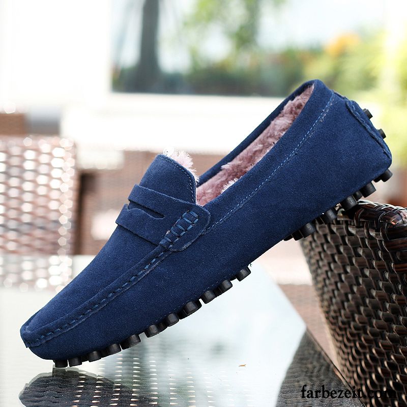 Hausschuhe Herren Modern Gefrostet Allgleiches Runde Zehe Trend Feder Faul Echtleder Schuhe Jugend Casual Neue