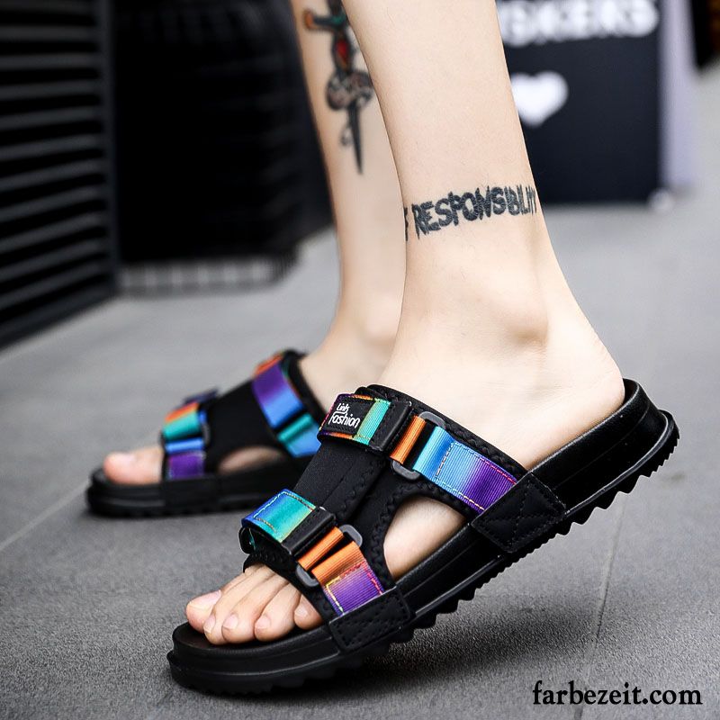 Hausschuhe Herren Neue Mode Sandalen Trend Casual Sommer Sandfarben Schwarz