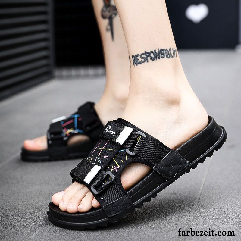 Hausschuhe Herren Neue Mode Sandalen Trend Casual Sommer Sandfarben Schwarz