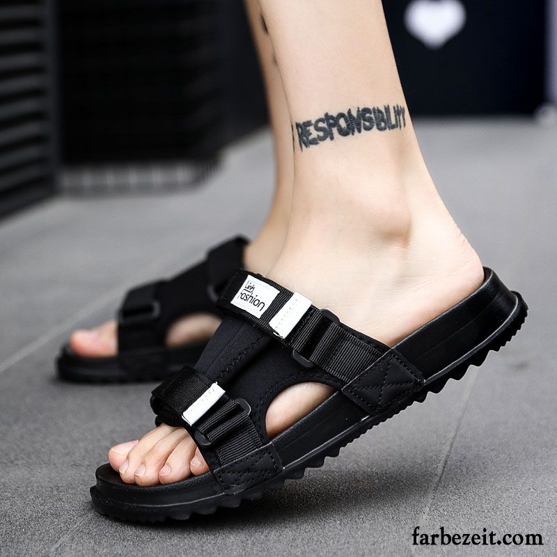 Hausschuhe Herren Neue Mode Sandalen Trend Casual Sommer Sandfarben Schwarz