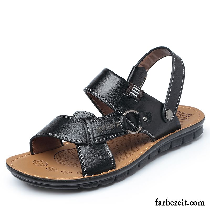 Hausschuhe Herren Offen Neue Schuhe Trend Casual Echtleder Sommer Strand Sandalen Pantolette Verkaufen