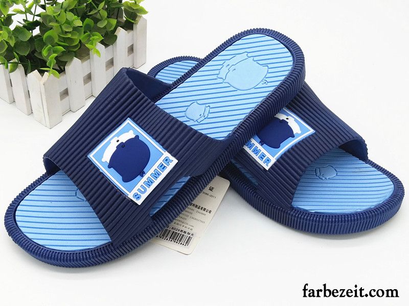 Hausschuhe Herren Rutschsicher Große Größe Neue Trend Pantolette Mode Sandfarben Blau