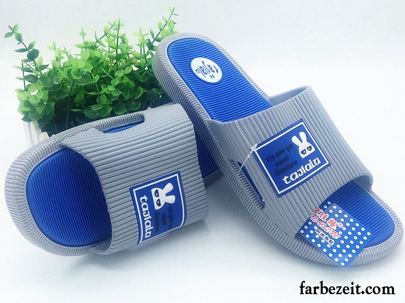 Hausschuhe Herren Rutschsicher Große Größe Neue Trend Pantolette Mode Sandfarben Blau