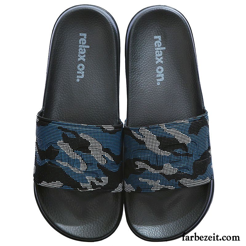 Hausschuhe Herren Rutschsicher Sommer Trend Lovers Kühl Dicke Sohle Navy Blue Camouflage