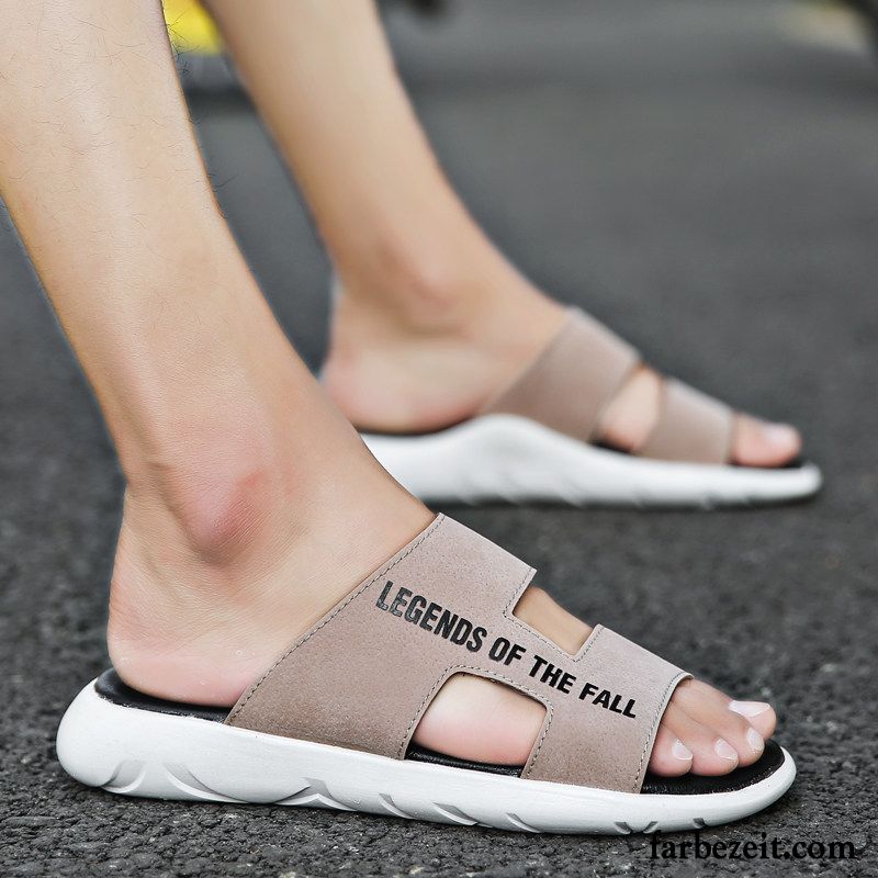 Hausschuhe Herren Sommer Sandalen Casual Persönlichkeit Weiche Sohle Trend Sandfarben