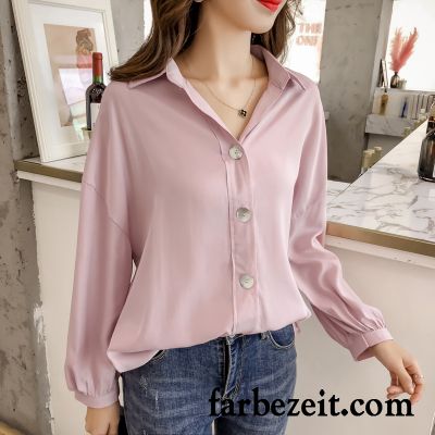 Hellblaue Bluse Damen Lange Ärmel Rosa Dünn Blusen Lose Sonnencreme Überzieher Herbst Große Größe Rein Trend Neu Kaufen