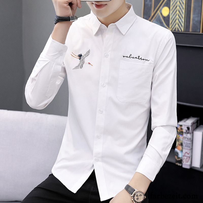 Hemden Herren Mode Trend Freizeit Jugend Neu Mantel Weiß