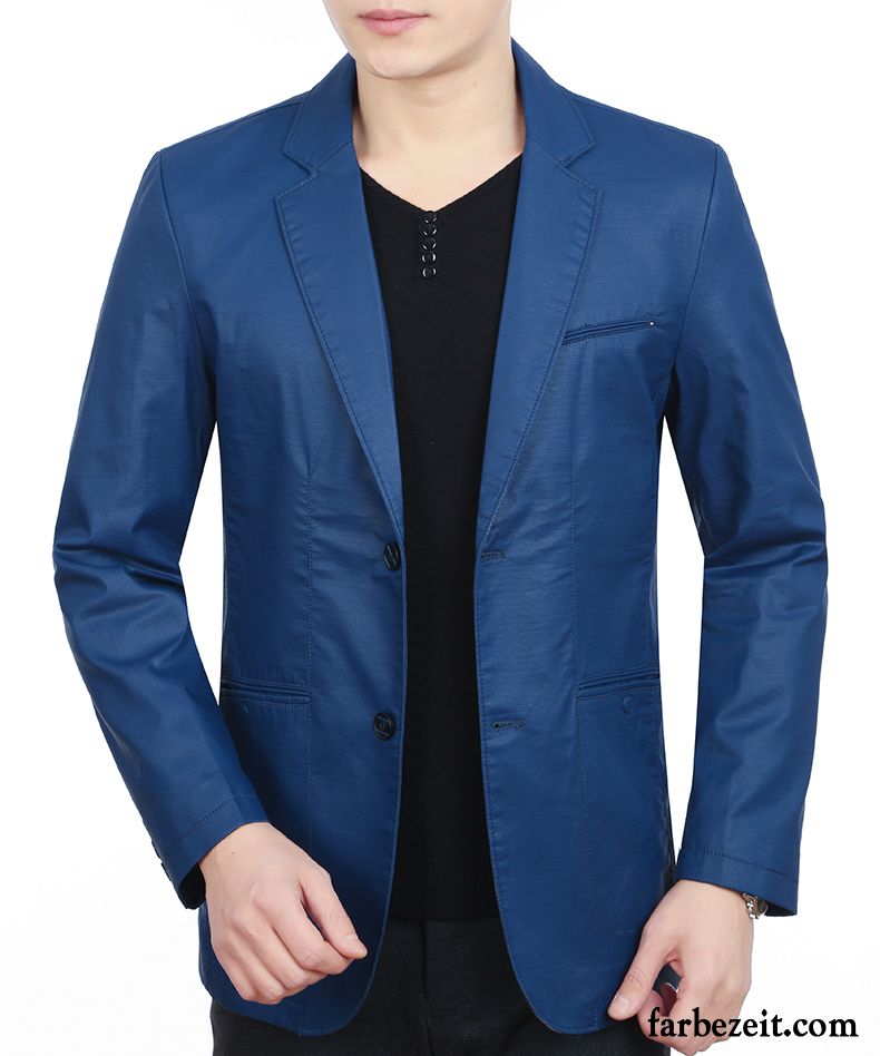 Herren Blazer Grau Glänzend Kostüm Blau Schlank Feder Anzüg Freizeit Jugend Dünn Überzieher Herbst Günstig