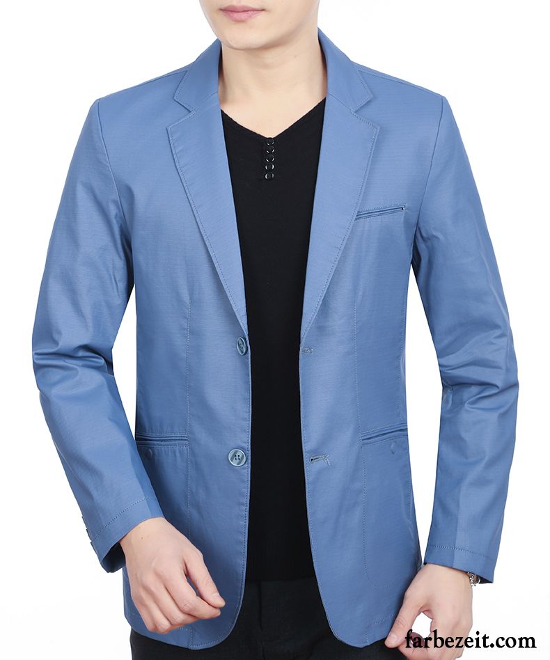 Herren Blazer Grau Glänzend Kostüm Blau Schlank Feder Anzüg Freizeit Jugend Dünn Überzieher Herbst Günstig