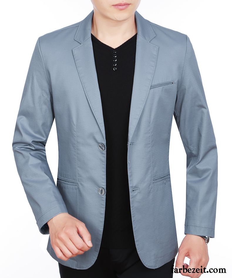 Herren Blazer Grau Glänzend Kostüm Blau Schlank Feder Anzüg Freizeit Jugend Dünn Überzieher Herbst Günstig