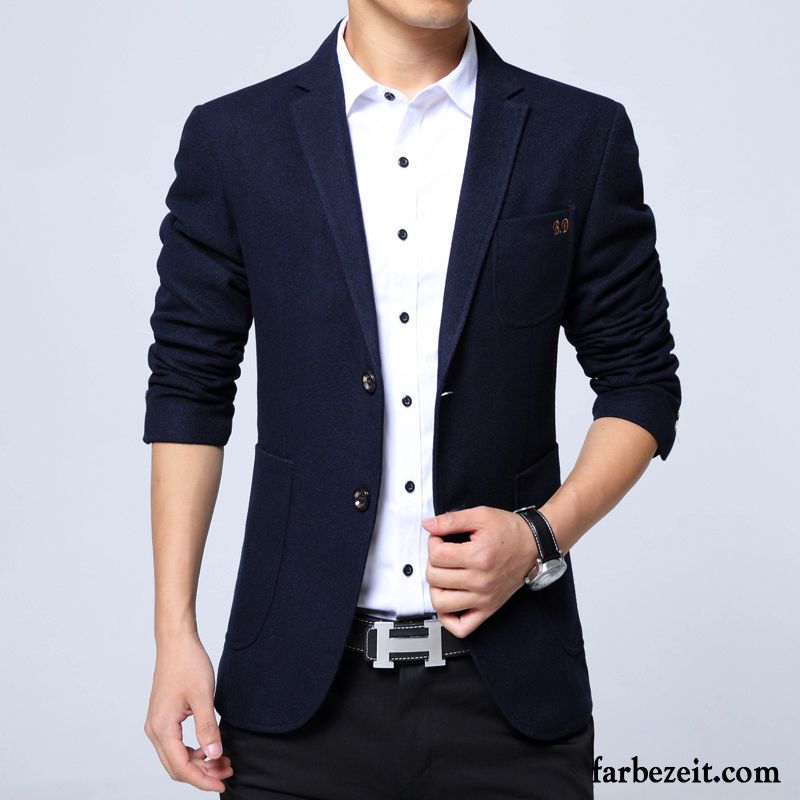 Herren Blazer Grau Überzieher England Trend Mantel Jugend Herbst Freizeit Schlank Anzüg Winter Blazer Günstig