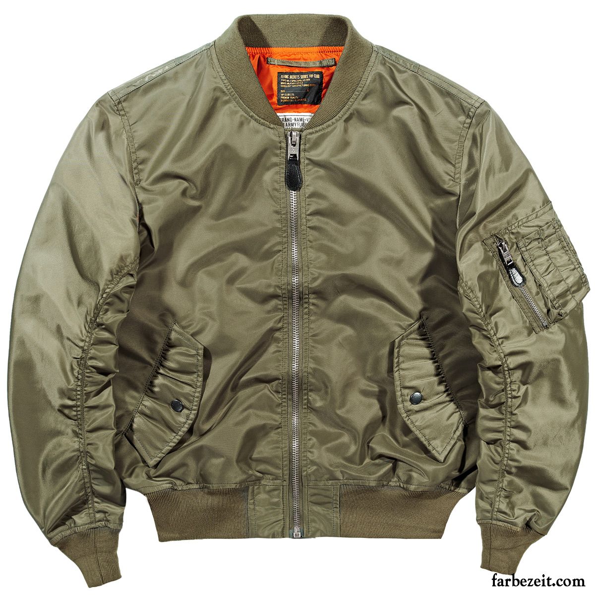 Herren Blouson Beige Herbst Jacke Dünn Überzieher Militärgrün Trend Große Größe Pilot Werkzeugbau Günstig