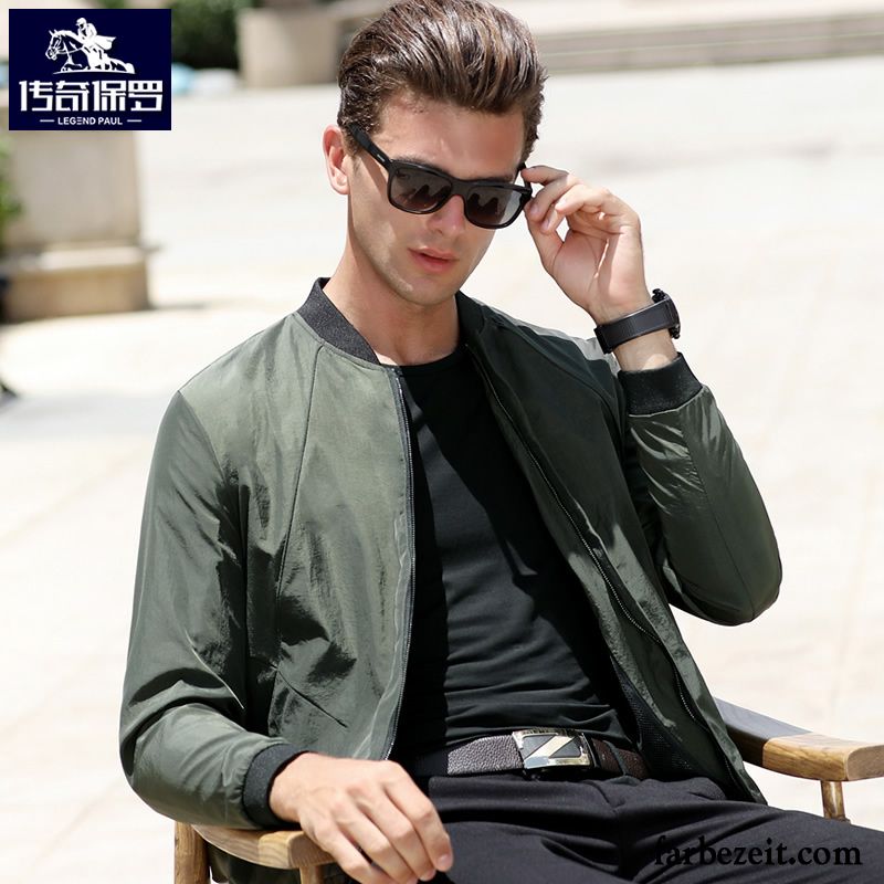 Herren Business Jacke Freizeit Jugend Allgleiches Herbst Spleißen Persönlichkeit Überzieher Trend Grün Feder Jacke Pilot Lose