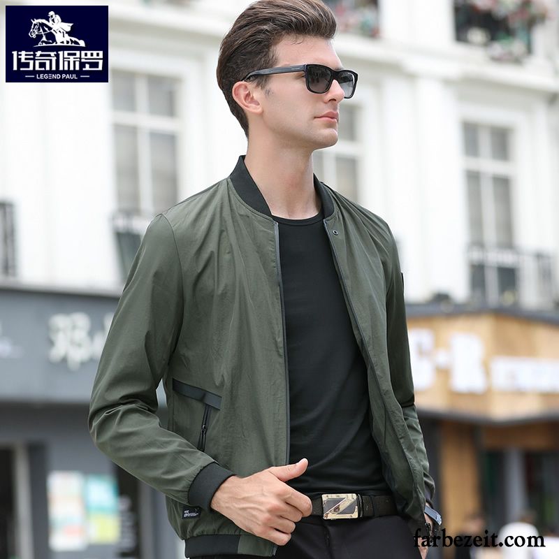 Herren Business Jacke Freizeit Jugend Allgleiches Herbst Spleißen Persönlichkeit Überzieher Trend Grün Feder Jacke Pilot Lose