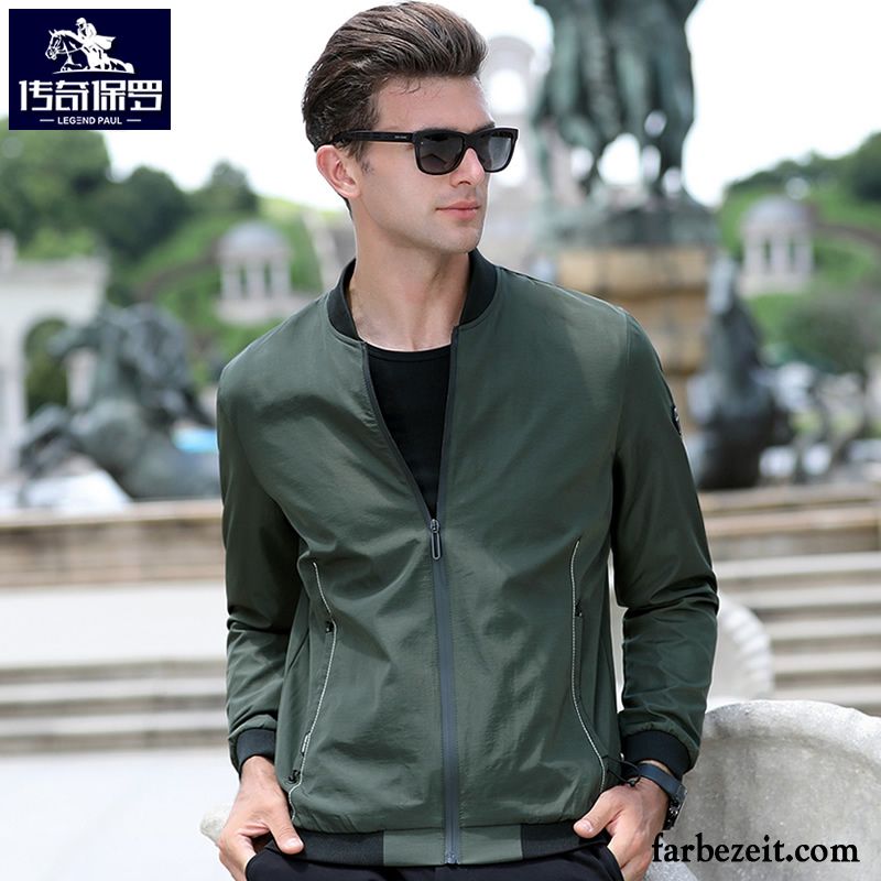 Herren Business Jacke Freizeit Jugend Allgleiches Herbst Spleißen Persönlichkeit Überzieher Trend Grün Feder Jacke Pilot Lose