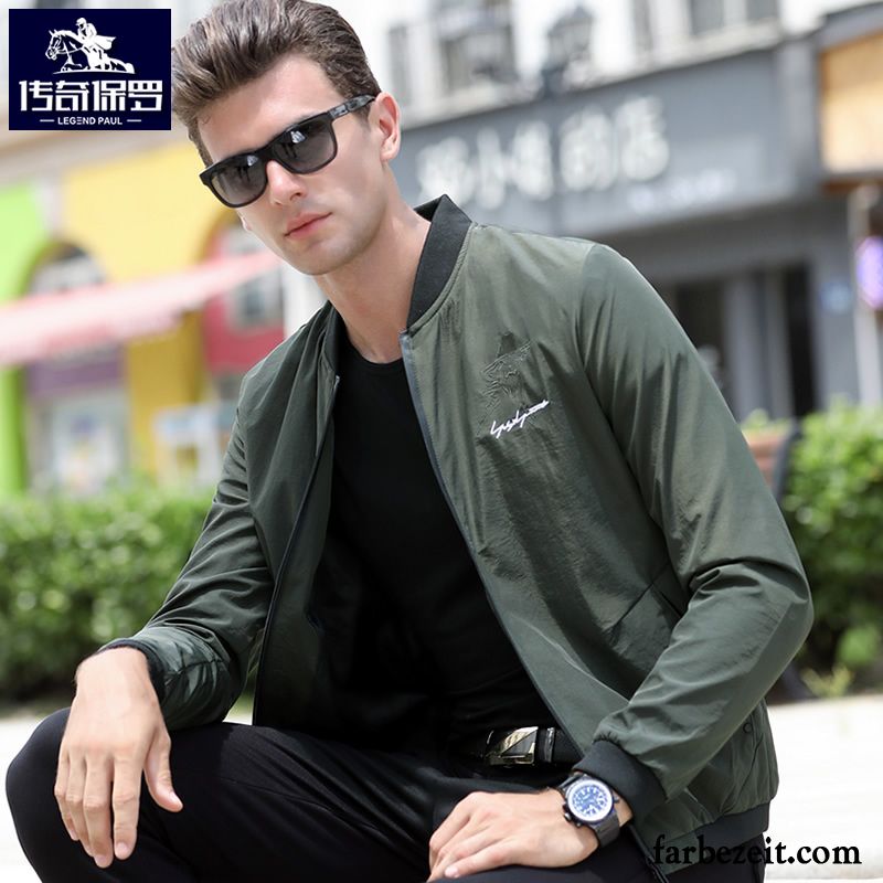 Herren Business Jacke Freizeit Jugend Allgleiches Herbst Spleißen Persönlichkeit Überzieher Trend Grün Feder Jacke Pilot Lose