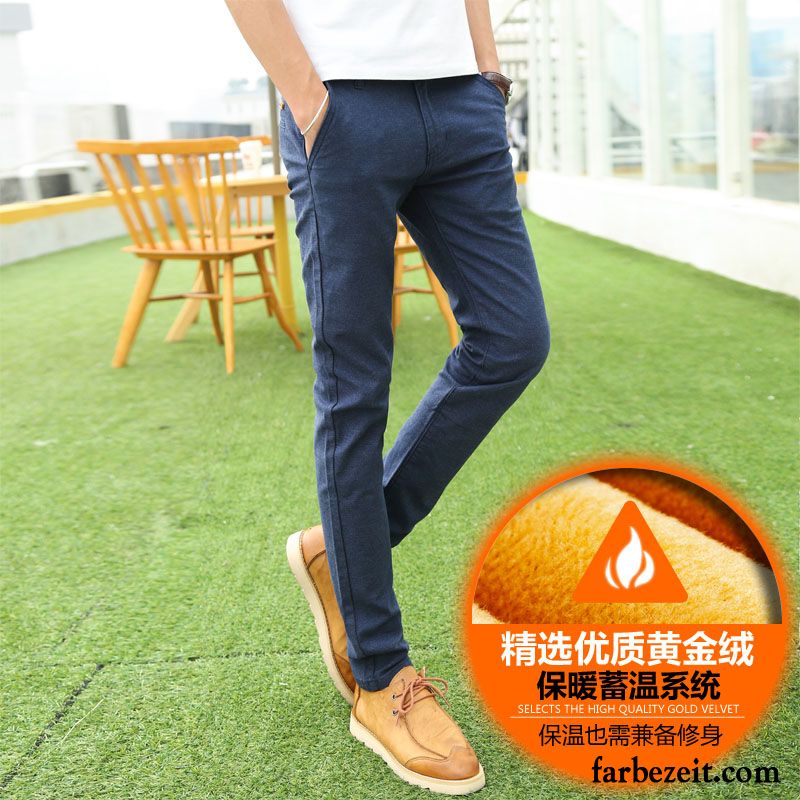 Herren Cargo Jeans Plus Samt Herbst Neu Schmales Bein Trend Schlank Lange Winter Hose Freizeit Jugend Billig