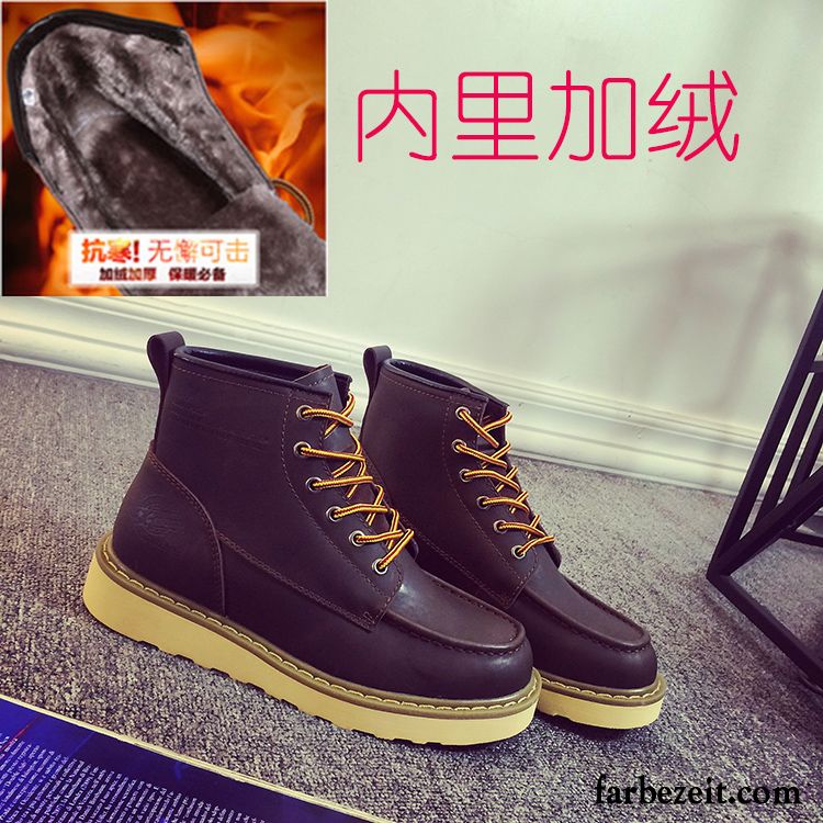 Herren Cowboystiefel Hohe Schuhe Echtleder Trend England Herbst Martin Stiehlt Retro Cargo Feder Günstig