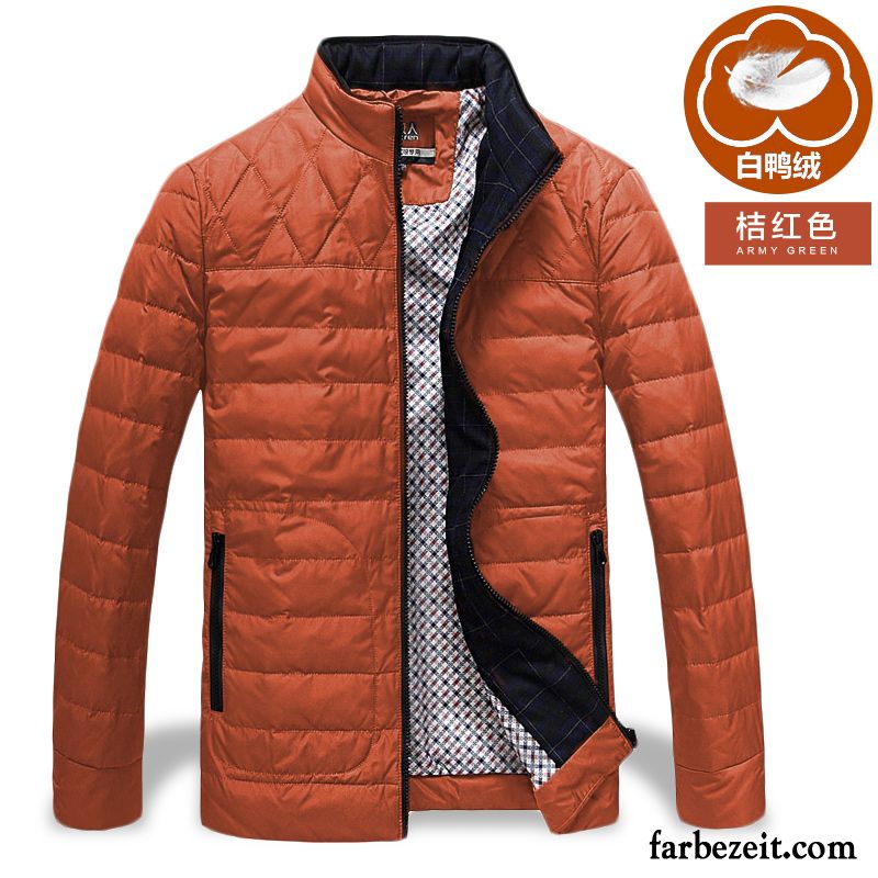 Herren Daunenjacke Pelz Licht Herbst Neue Kurzer Absatz Schlank Mode Winter Stehkragen Dünn Daunenjacke