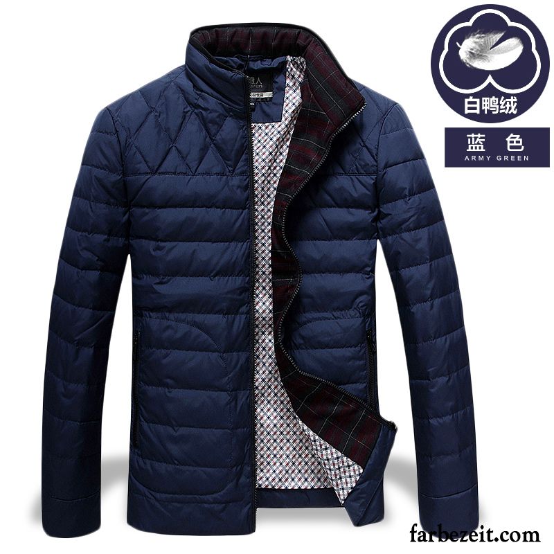 Herren Daunenjacke Pelz Licht Herbst Neue Kurzer Absatz Schlank Mode Winter Stehkragen Dünn Daunenjacke