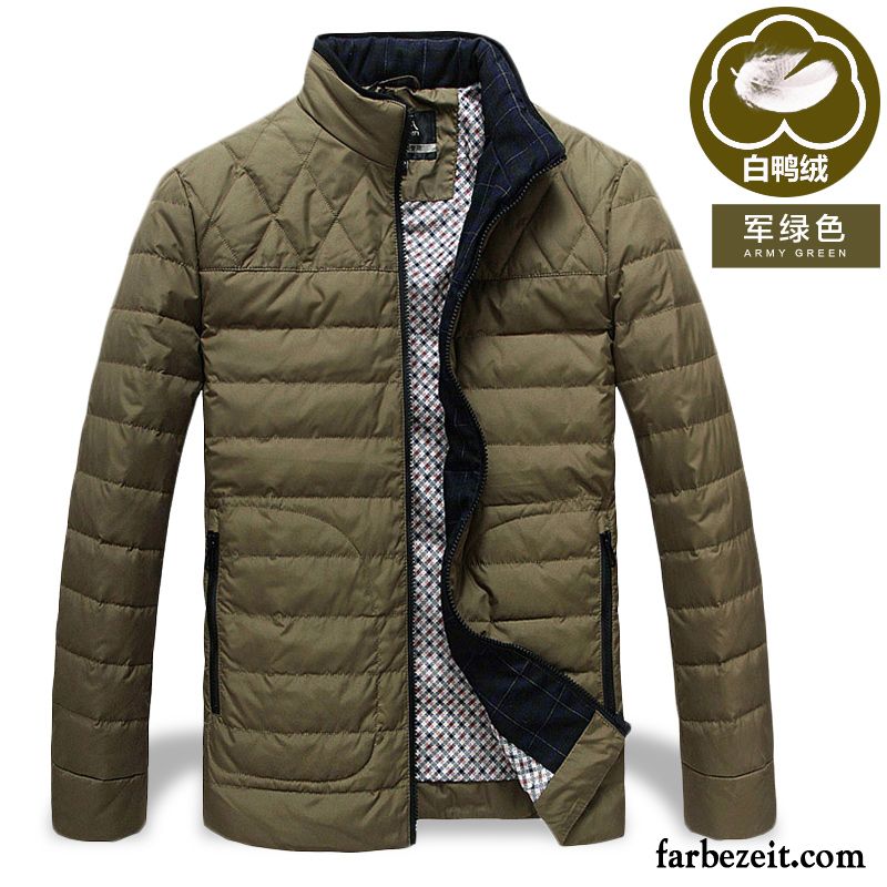 Herren Daunenjacke Pelz Licht Herbst Neue Kurzer Absatz Schlank Mode Winter Stehkragen Dünn Daunenjacke