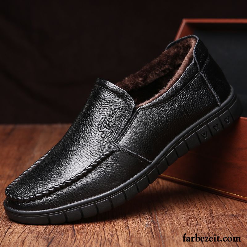 Herren Schuhe Plus Samt Baumwolle Schuhe England Winter Lederschue Casual Große Größe Thermische Echtleder Geschäft