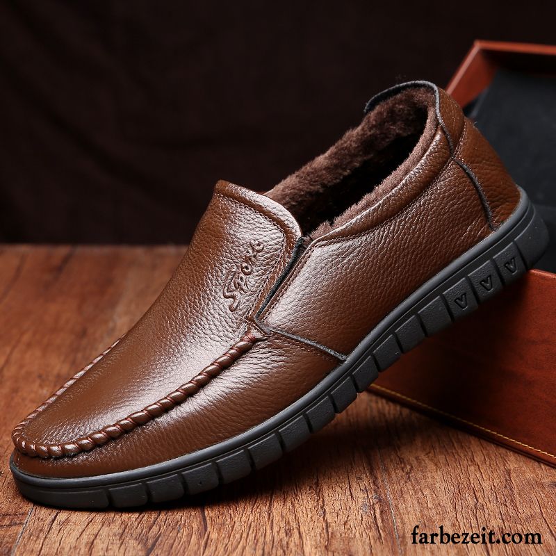 Herren Schuhe Plus Samt Baumwolle Schuhe England Winter Lederschue Casual Große Größe Thermische Echtleder Geschäft