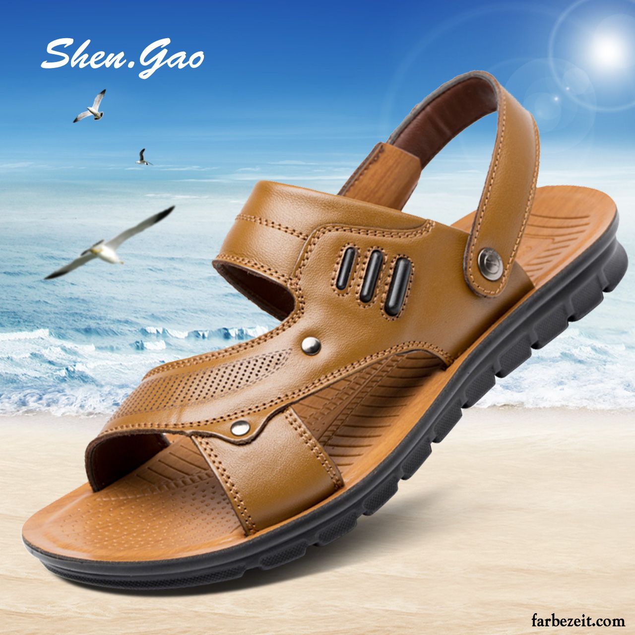 Herren Schuhe Sommer Casual Sandalen Atmungsaktiv Mode Oberleder Schuhe Täglich Neue Feder Kaufen