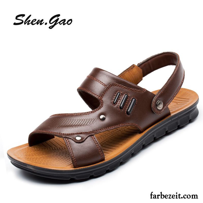 Herren Schuhe Sommer Casual Sandalen Atmungsaktiv Mode Oberleder Schuhe Täglich Neue Feder Kaufen