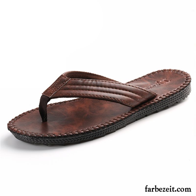 Herren Filzhausschuhe Atmungsaktiv Rutschsicher Leder Schuhe Sommer Sandalen Tragen Strand Pantolette Trend England