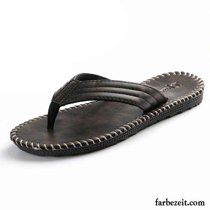 Herren Filzhausschuhe Atmungsaktiv Rutschsicher Leder Schuhe Sommer Sandalen Tragen Strand Pantolette Trend England