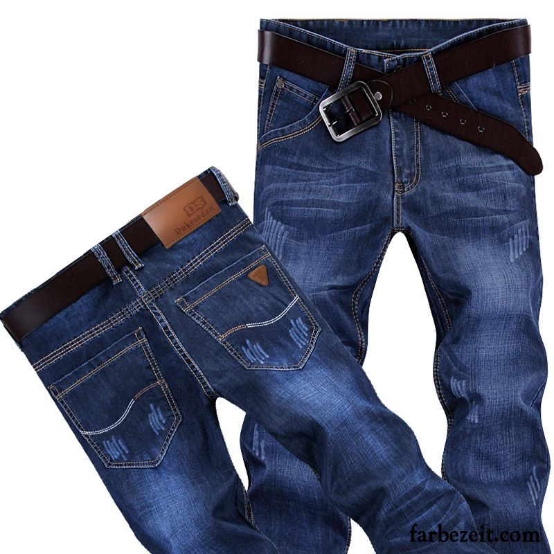 Herren Hose Löchern Herbst Hose Lange Jugend Schlank Gerade Jeans Winter Verdickung Trend Plus Samt Billig