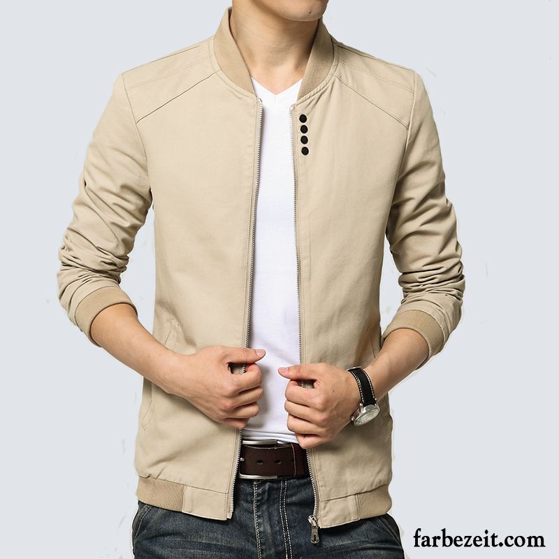 Herren Jacke Slim Fit Jacke Stehkragen Neu Herbst Grün Überzieher Feder Trend Freizeit Schlank Billig