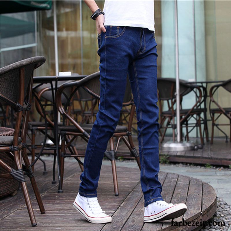 Herren Jeans Knopfleiste Gerade Herbst Elastisch Winter Lange Trend Hose Schlank Schmales Bein Jeans Plus Samt Freizeit Billig