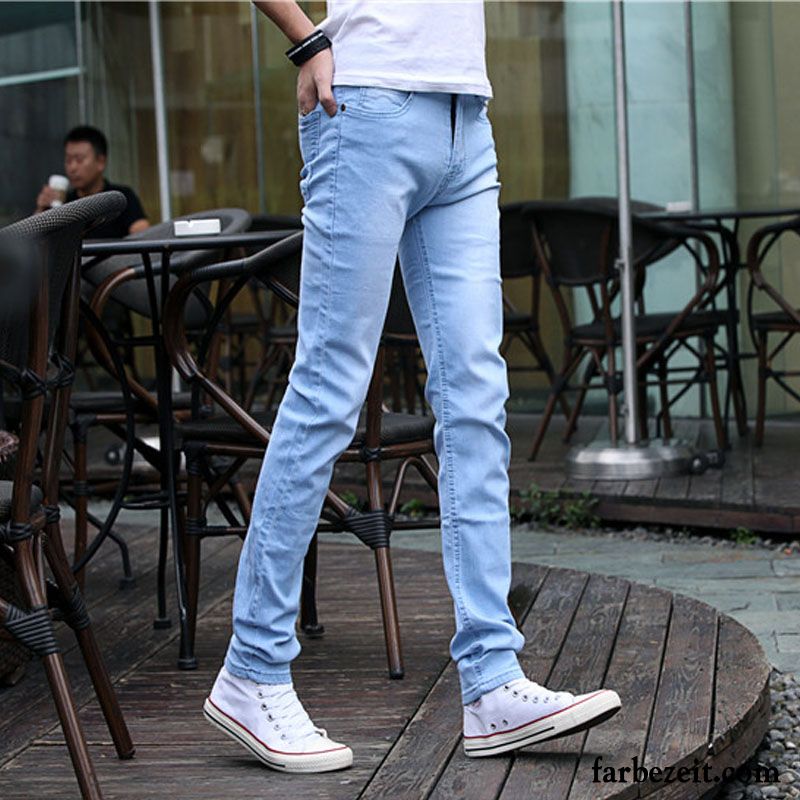 Herren Jeans Knopfleiste Gerade Herbst Elastisch Winter Lange Trend Hose Schlank Schmales Bein Jeans Plus Samt Freizeit Billig