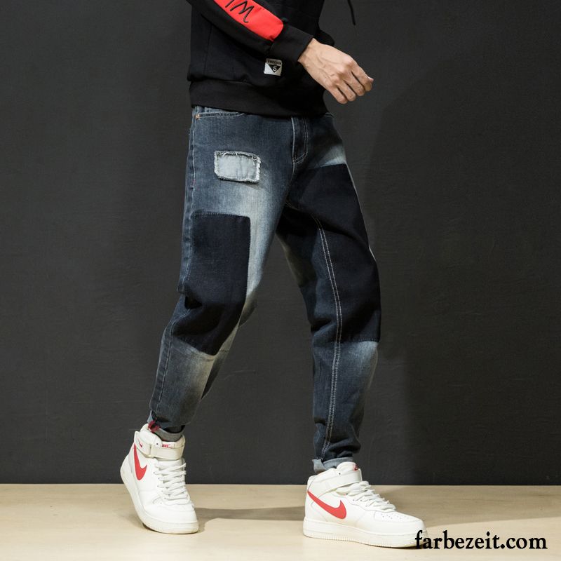 Herren Jeans Mit Reißverschluss Harlan Trend Große Größe Herbst Löcher Jeans Hose Freizeit Schwarz Elastisch Lose Schmales Bein Grau Günstig