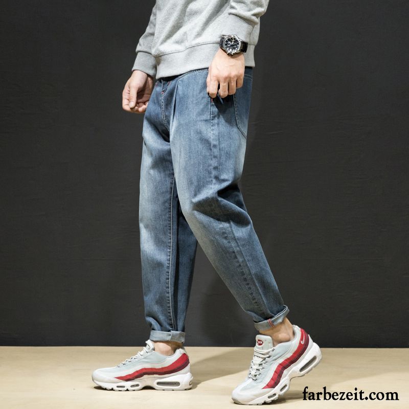 Herren Jeans Mit Reißverschluss Harlan Trend Große Größe Herbst Löcher Jeans Hose Freizeit Schwarz Elastisch Lose Schmales Bein Grau Günstig