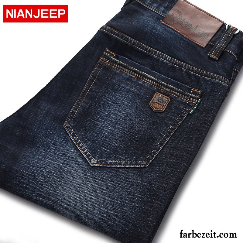 Herren Jeans Regular Fit Herbst Gerade Jeans Middle Waisted Dick Lange Neu Hose Winter Freizeit Sale