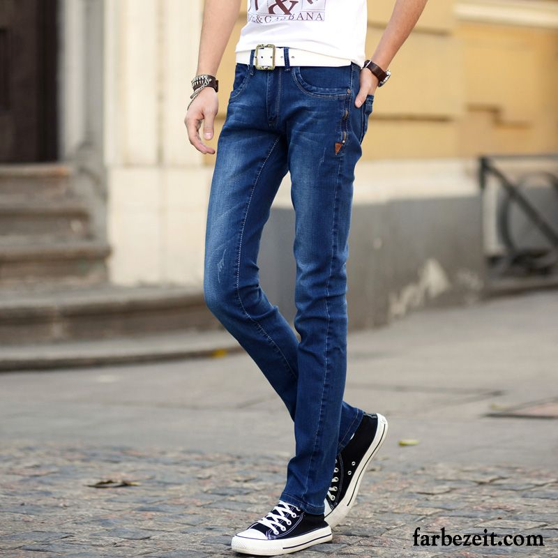 Herren Jeans Slim Fit Neu Hose Plus Samt Herbst Trend Schlank Elastisch Jeans Lange Schmales Bein Winter Verkaufen