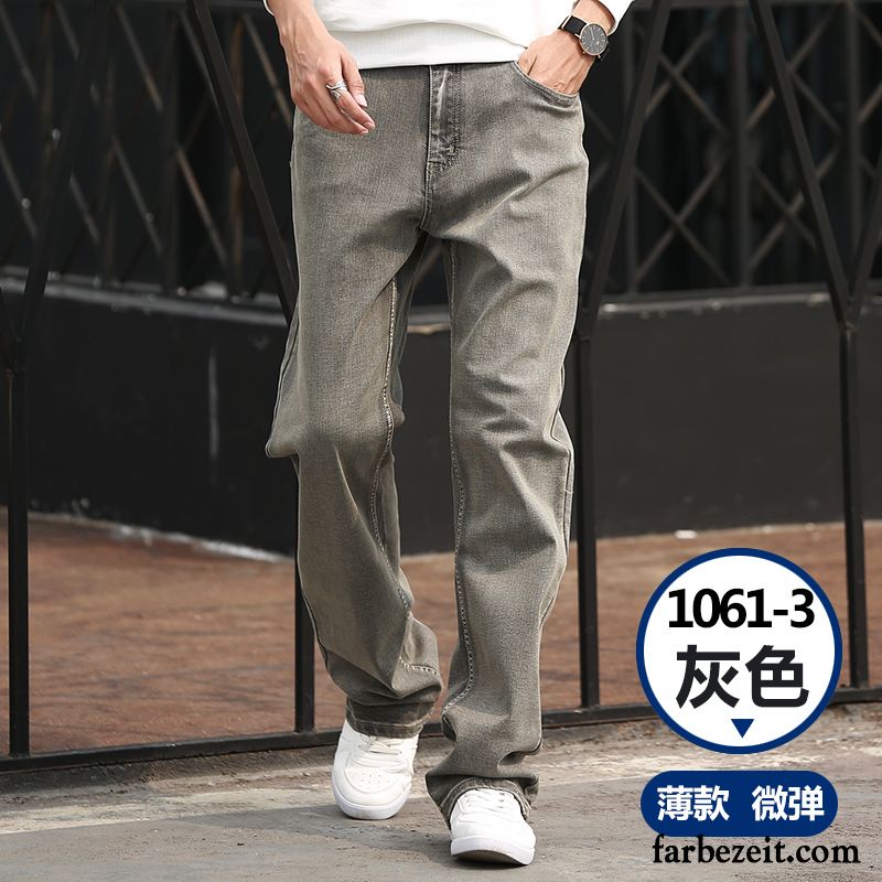 Herren Jogginghose Slim Fit Freizeit Dünn Gerade Sommer Trend Fett Hose Große Größe Lose Grau Herbst Jeans Elastisch Verkaufen